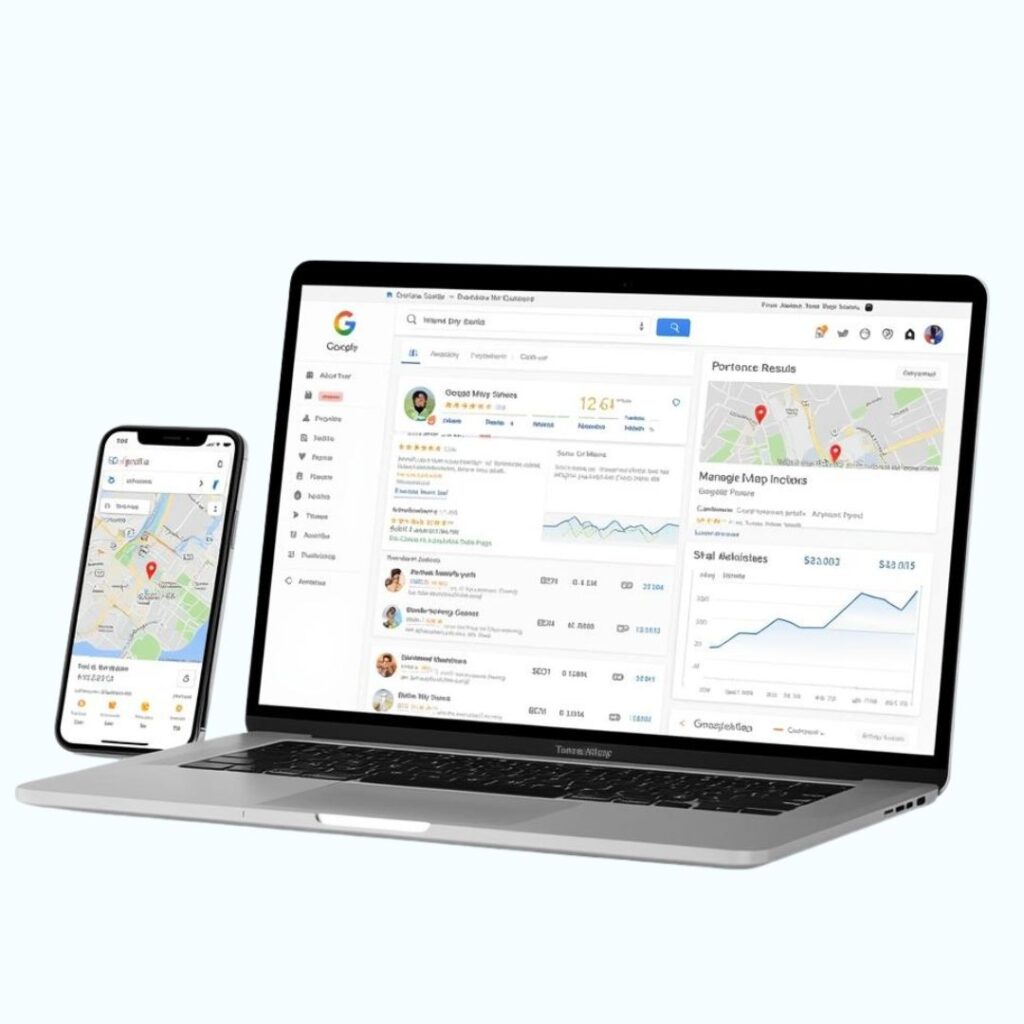 Google Business Profile optimization service dashboard showing profile management, Google Maps SEO, and Google My Business optimization